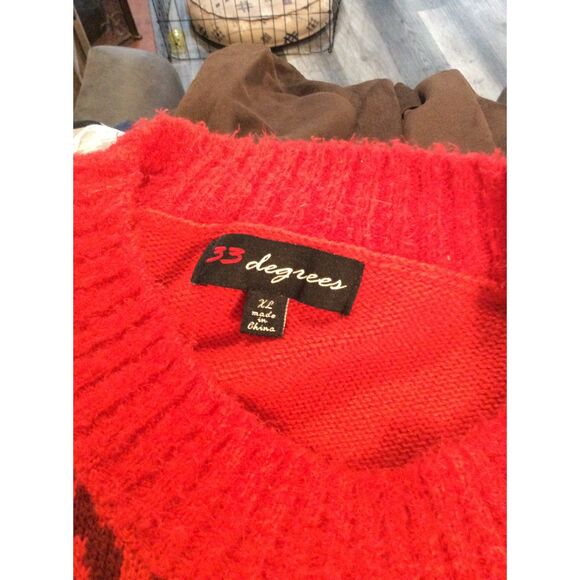 Vintage Ugly Christmas Sweater Flamingos Tassels Birds XL Red 33 Degrees - Picture 8 of 8